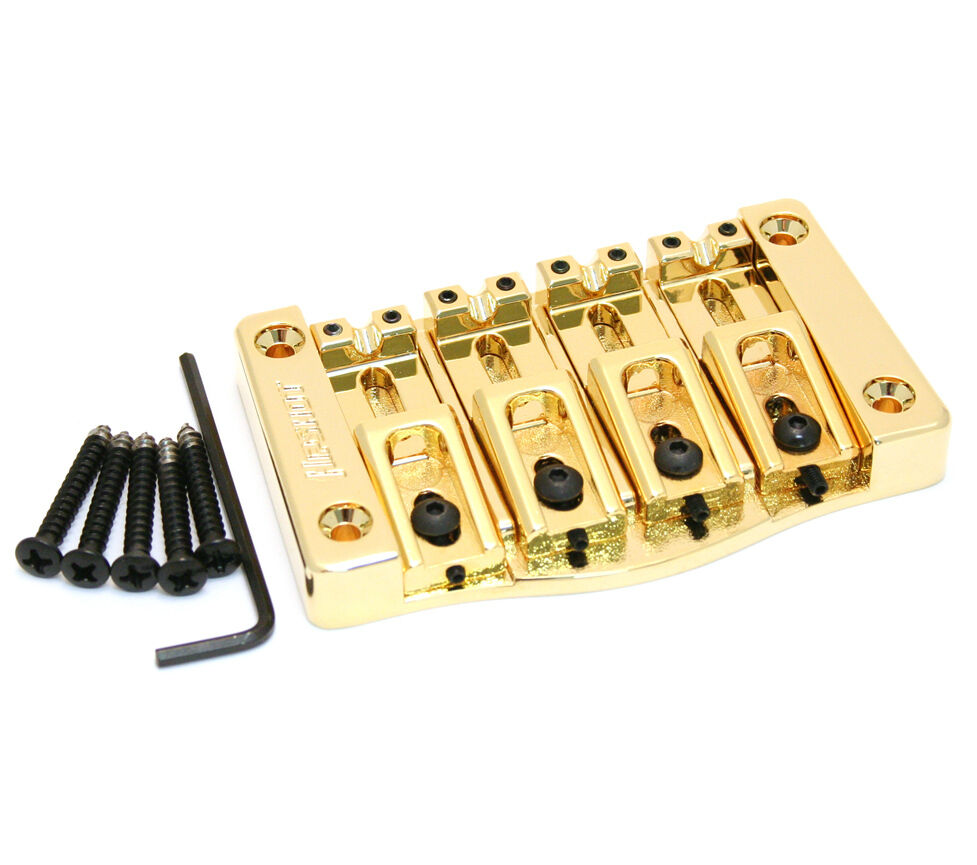 Ponticello Per Basso Hipshot 5T400G TransTone - Montaggio Piatto, 4 Corde, Spaziatura .750" - Colore Oro - 2