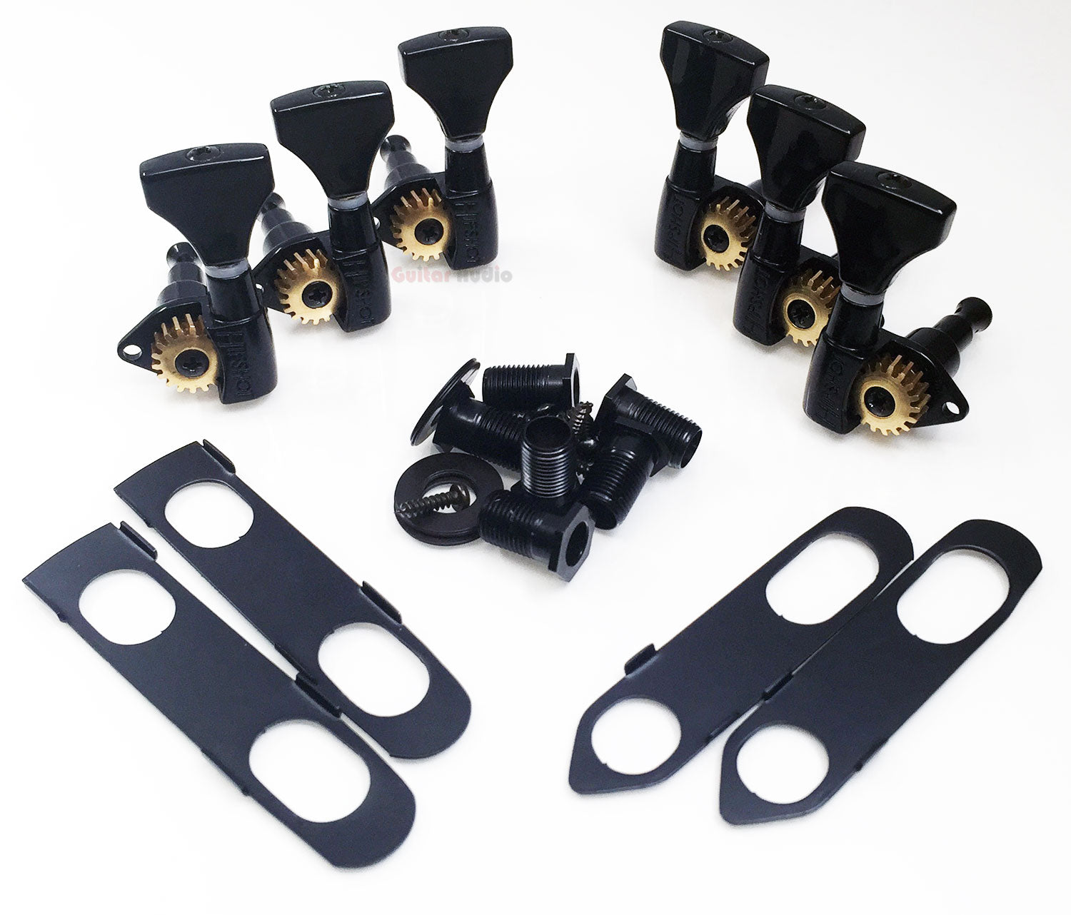 hipshot open gear tuners Hipshot BLACK 3+3 Classic Open-Gear Machines 3x3 Tuners w/ UMP for PRS