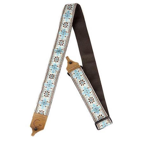 Tracolla Gretsch G Brand Jacquard Diamante 2 Pollici &ndash; Estremit&agrave; In Cuoio Marrone