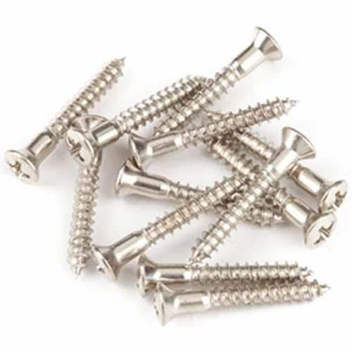Genuine Fender Oval-Head (6 x 1") Nickel Strap Button Mounting Screws, 12 Pack