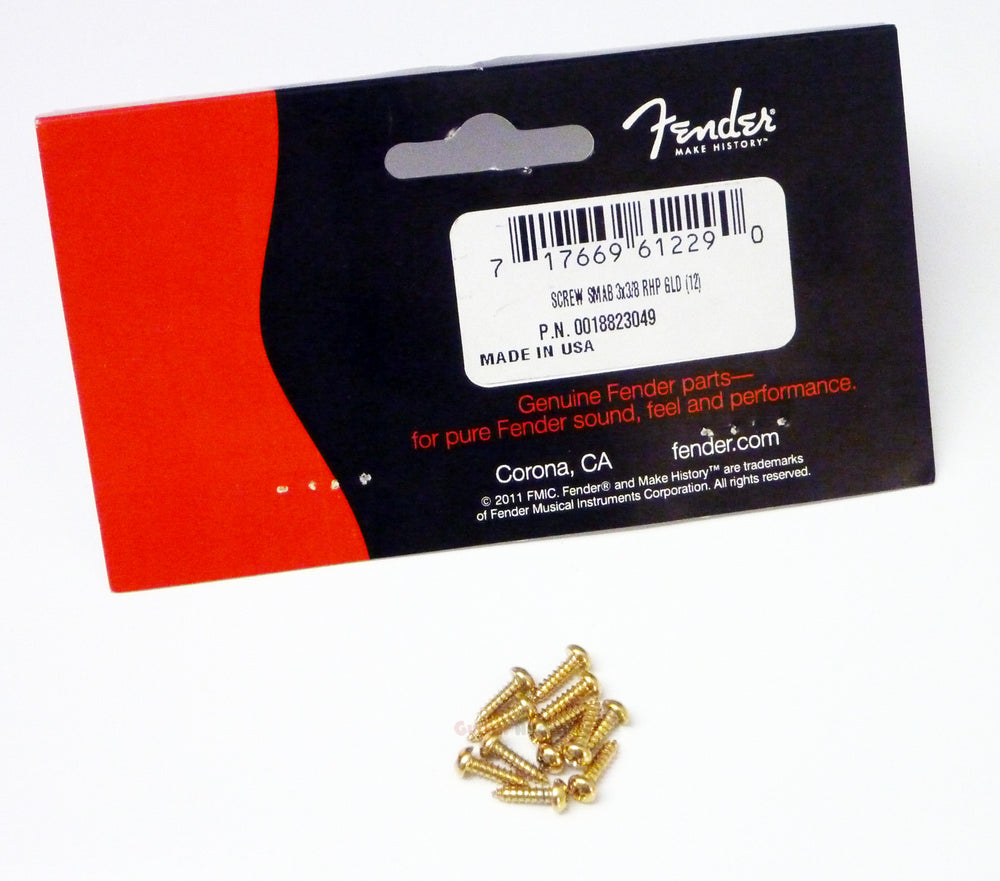 Genuine Fender Guitar Phillips Head GOLD Tuner/Machine Head Screws - Pkg of 12