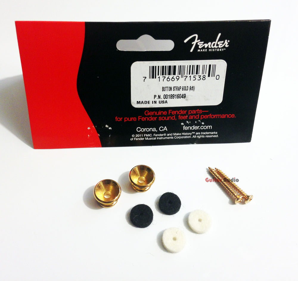 Genuine Fender "Vintage Style" Guitar & Bass Strap Buttons Set/Kit/Pair - GOLD