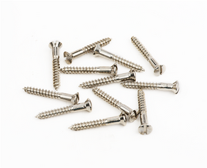 Genuine Fender Slotted Tele Bridge/Strap Button Screws (12) NICKEL, 001-8371-049