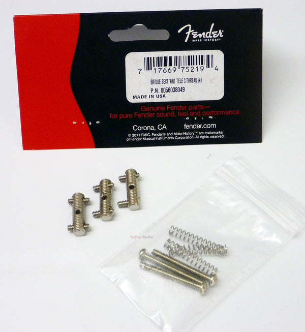 Genuine Fender American Vintage Telecaster Threaded Bridge Saddles - Nickel