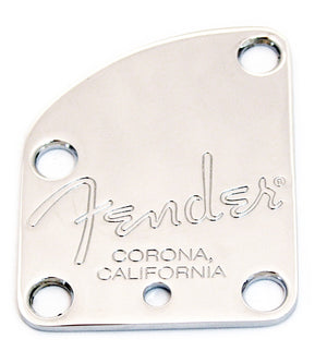 Genuine Fender American Deluxe Strat 4-Bolt Corona Neck Plate - Chrome