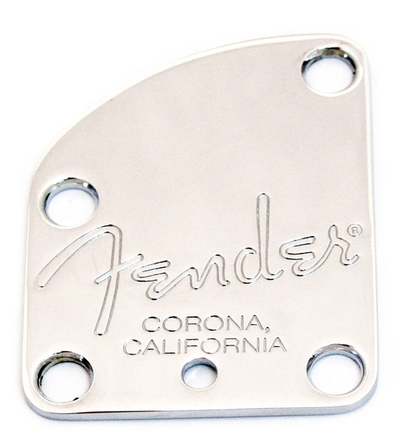 Genuine Fender American Deluxe Strat 4-Bolt Corona Neck Plate - Chrome