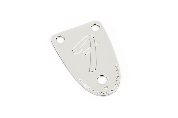 Genuine Fender '70s Vintage-Style 3-Bolt F-Stamped Bass Neck Plate, Chrome