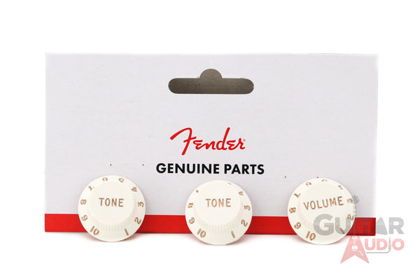 Genuine Fender Stratocaster/Strat Guitar Knobs - 2 Tone, 1 Volume - PARCHMENT