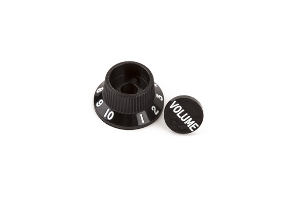 Genuine Fender Stratocaster Push-on S-1 Switch Volume Knob+Cap Assembly, BLACK