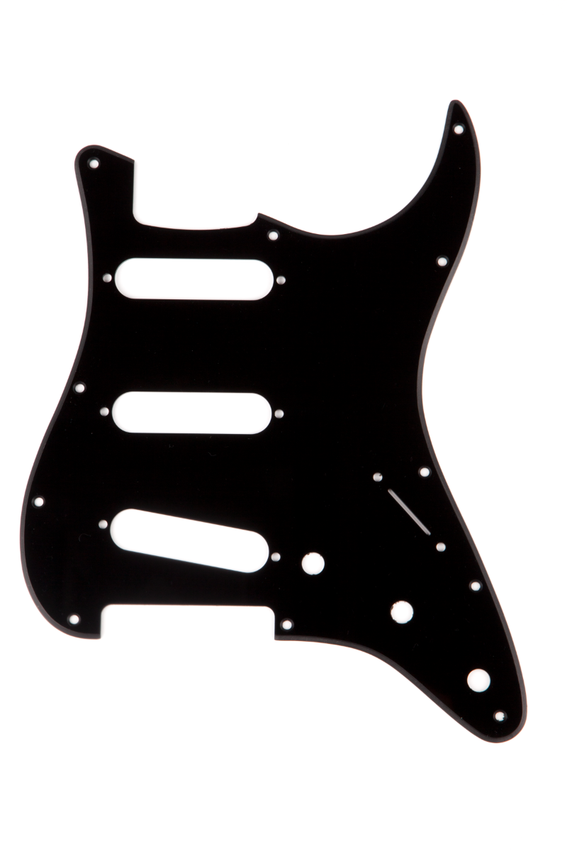 Genuine Fender 11-Hole Modern Strat/Stratocaster Pickguard SSS, BLACK, 1-Ply