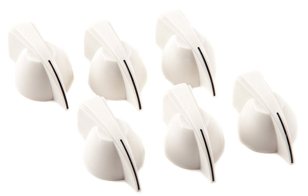 Genuine Fender Chicken Head Amp/Amplifier Control Knobs- Set of (6) - WHITE