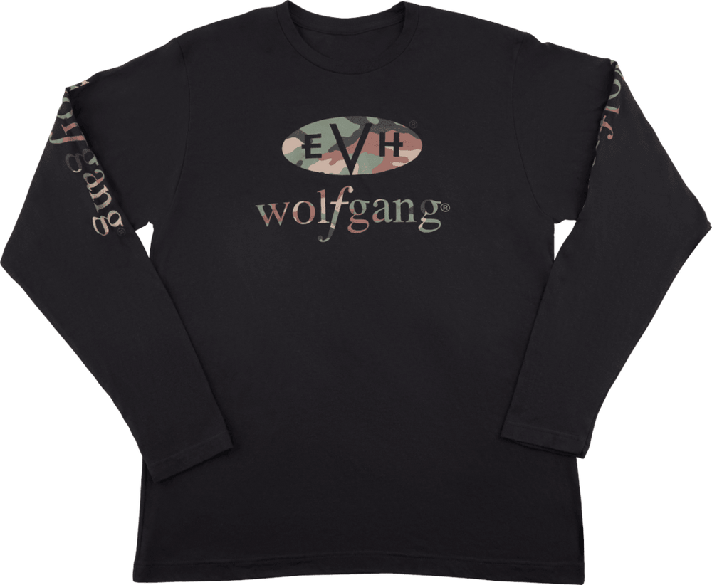 EVH Eddie Van Halen Wolfgang Camo Long Sleeve T-Shirt, Black, S, Small