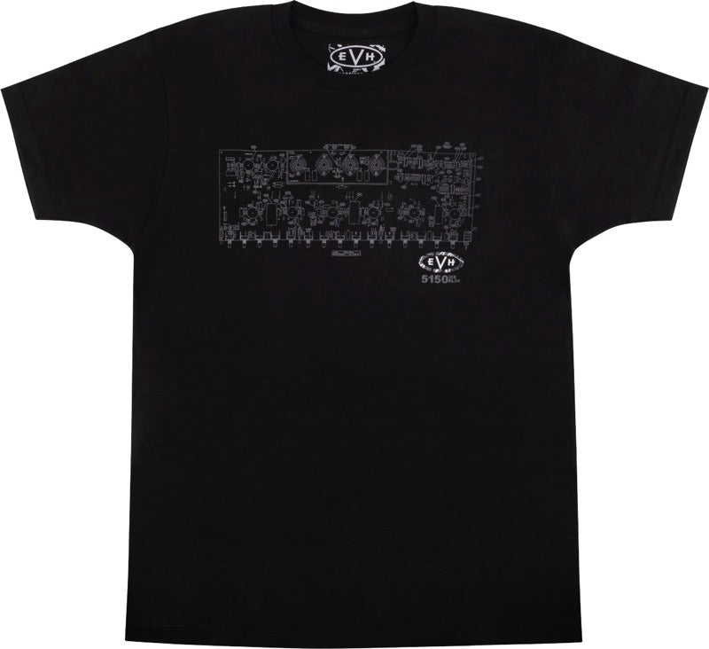 EVH Eddie Van Halen 5150 Schematic T-Shirt, Black, SMALL (S)