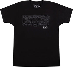 EVH Eddie Van Halen 5150 Schematic T-Shirt, Black, LARGE (L)