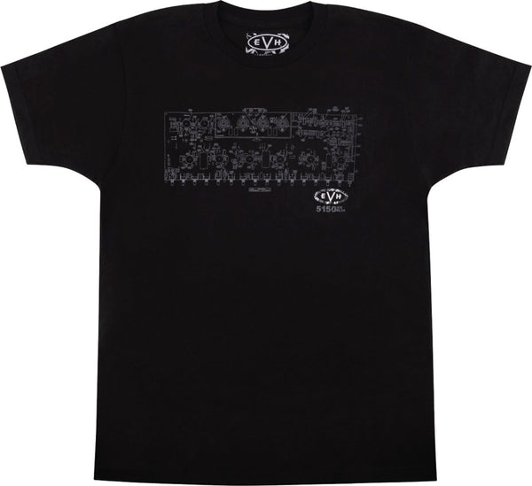 EVH Eddie Van Halen 5150 Schematic T-Shirt, Black, XXL (2XL)