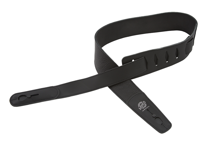 Lock-It DELUXE 2.75" Wide Soft Leather Locking Guitar Strap - BLACK