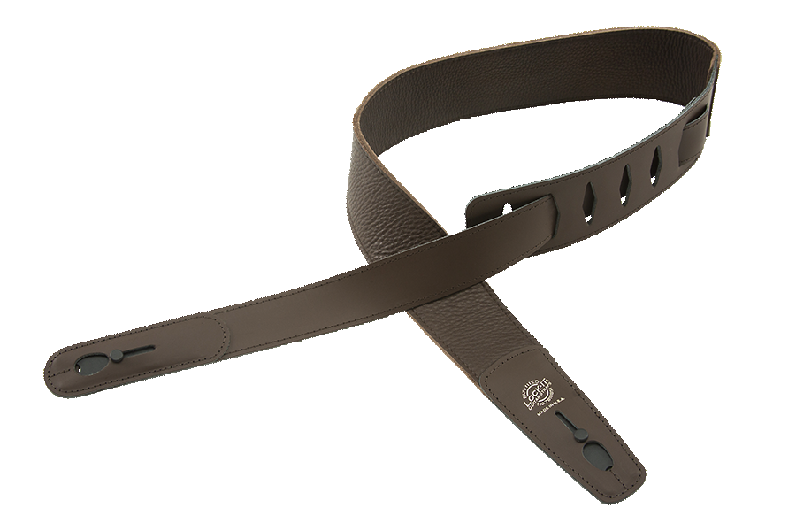 Lock-It DELUXE 2.75" Wide Soft Leather Locking Guitar Strap - BROWN