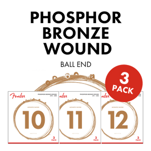 3-PACK Fender 60XL Phosphor Bronze Acoustic Guitar Strings - EXTRA LIGHT 10-48