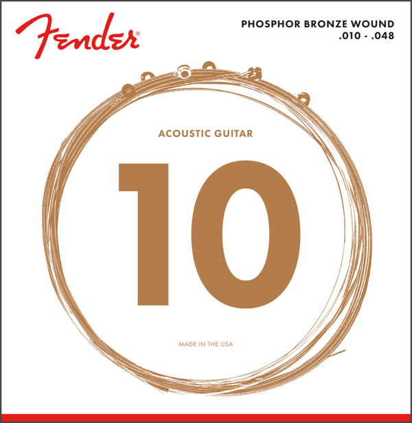 Fender Phosphor Bronze Acoustic Guitar Strings, Ball End, 60XL .010-.048 Gauges