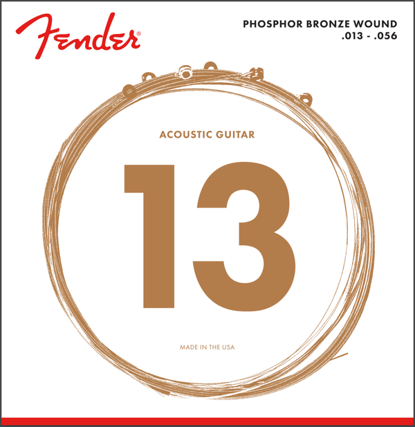 Fender 60M Phosphor Bronze Acoustic Guitar Strings, MEDIUM 13-56