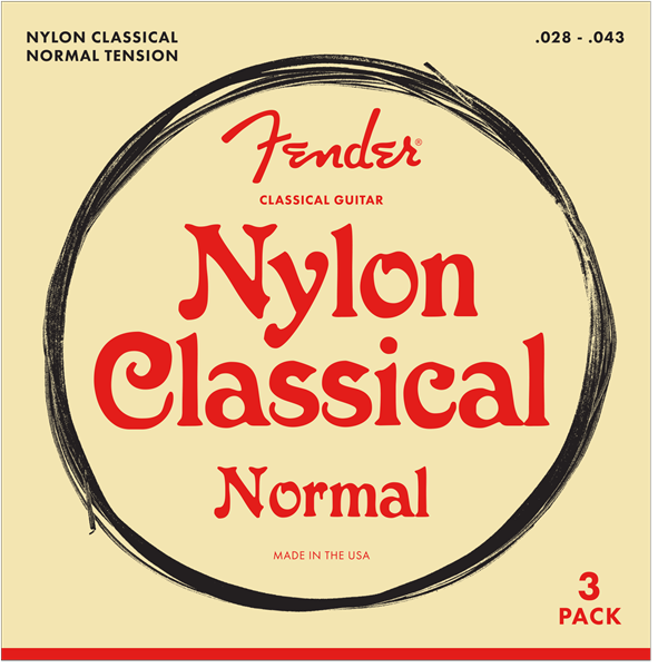 3-PACK Fender 100 Clear Nylon Tie End Classical Guitar Strings - MEDIUM 28-43