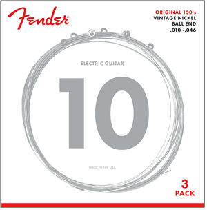 3-PACK of Fender 150R Pure-Nickel Electric Guitar Strings - REGULAR 10-46