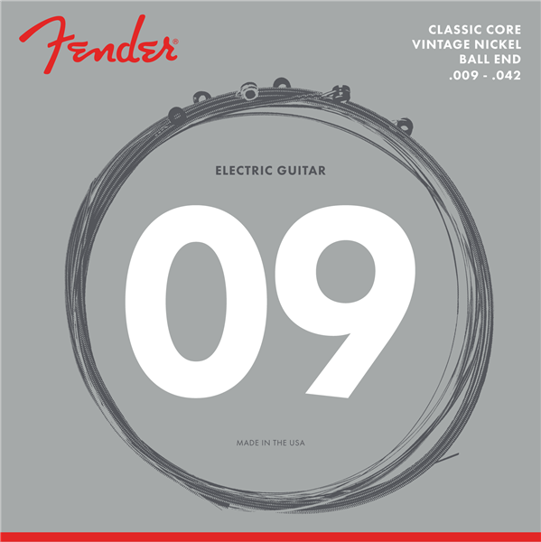 Fender 155L Classic Core Electric Guitar Strings, Vintage Nickel Ball End 9-42