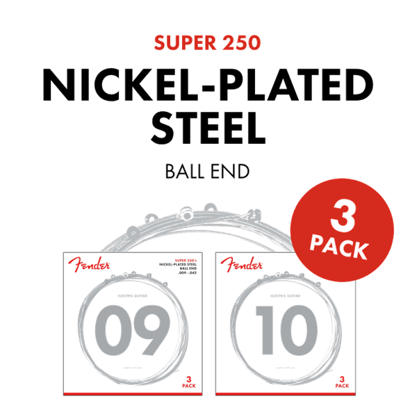 (PACK OF 3) Fender Super 250's Electric Guitar Strings - 250L, LIGHT,  9-42