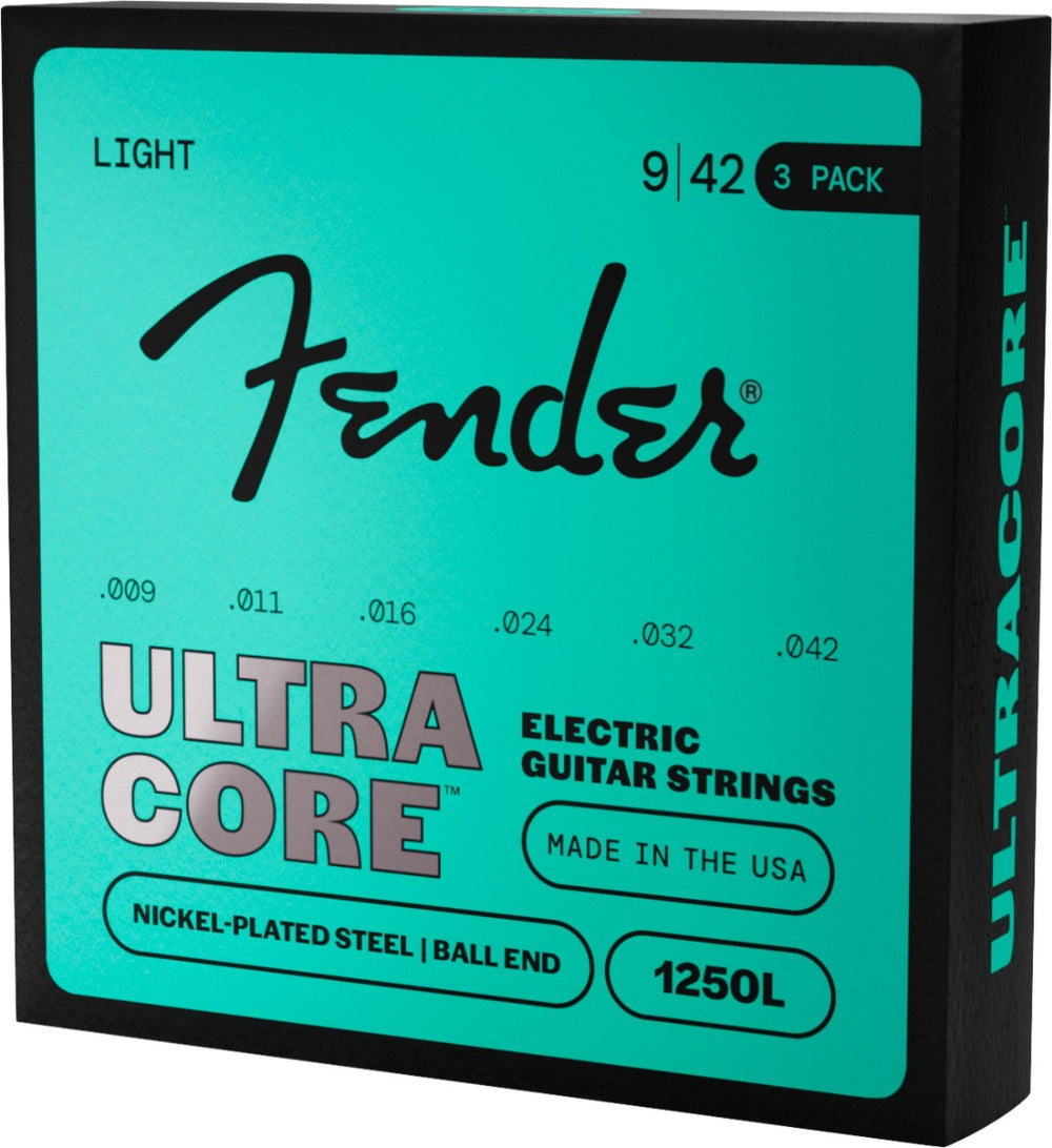 Fender 3-PACK 1250L Ultracore Electric Guitar Strings, NPS, Ball End, Light 9-42
