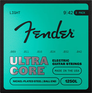 Fender 3-PACK 1250L Ultracore Electric Guitar Strings, NPS, Ball End, Light 9-42