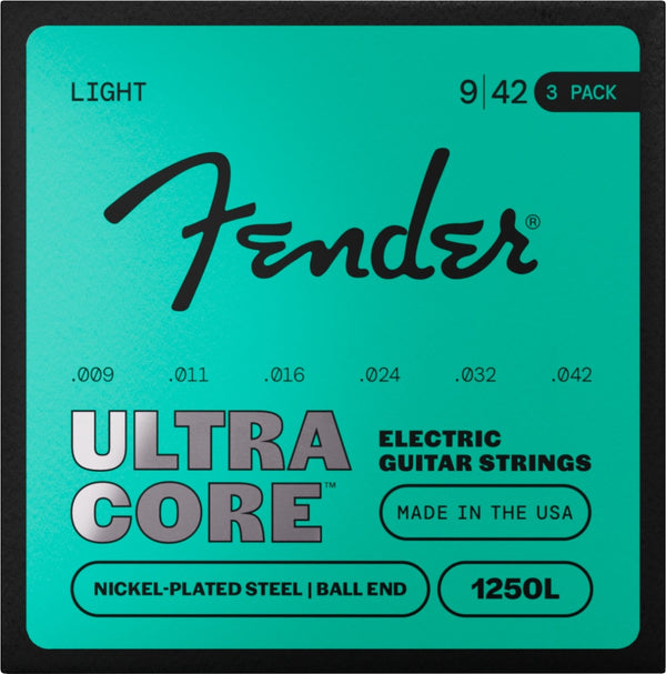 Fender 3-PACK 1250L Ultracore Electric Guitar Strings, NPS, Ball End, Light 9-42