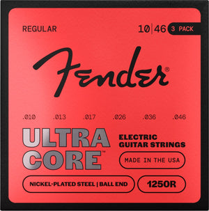 Fender 3-PACK 1250R Ultracore Electric Guitar Strings, NPS, Ball End, Reg 10-46