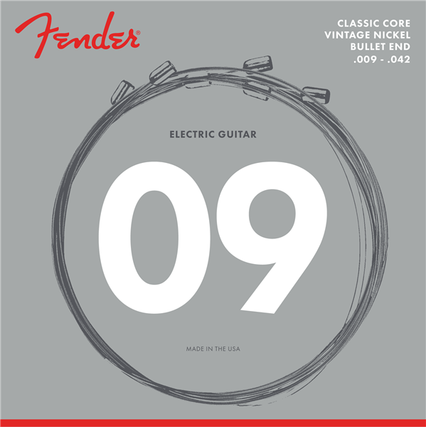 Fender 3155L Classic Electric Guitar Strings, Vintage Nickel, Bullet Ends 9-42