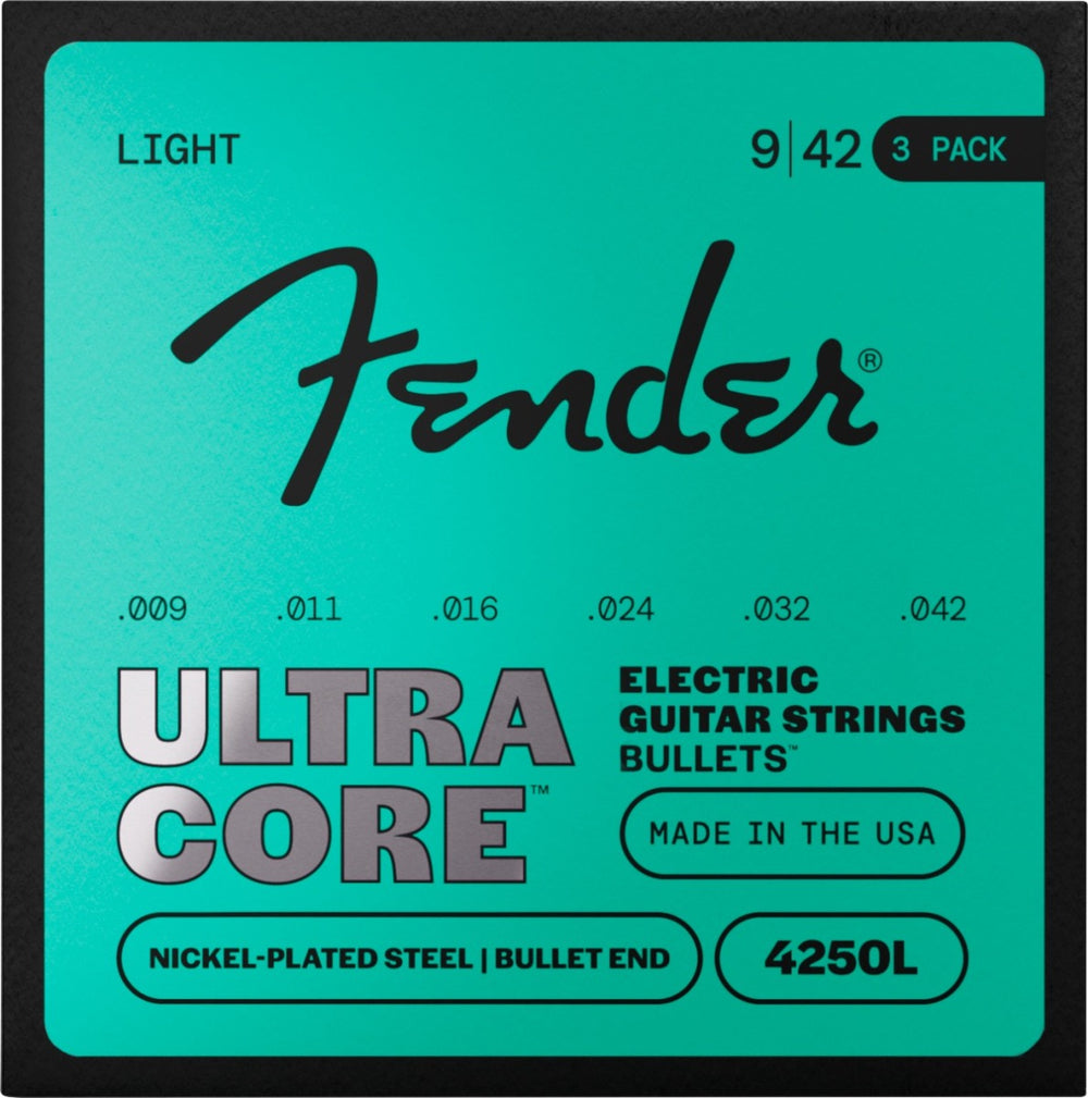 Fender 3-PACK 4250L Ultracore Electric Guitar Strings, NPS, Bullet End, 9-42