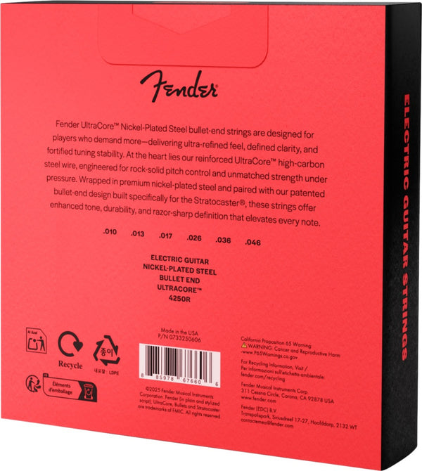 Fender 3-PACK 4250R Ultracore Electric Guitar Strings, NPS, Bullet End, 10-46