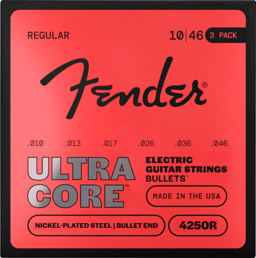 Fender 3-PACK 4250R Ultracore Electric Guitar Strings, NPS, Bullet End, 10-46