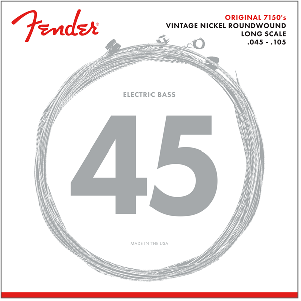 Fender 7150M Pure-Nickel Roundwound Bass Strings, Long-Scale MEDIUM 45-105