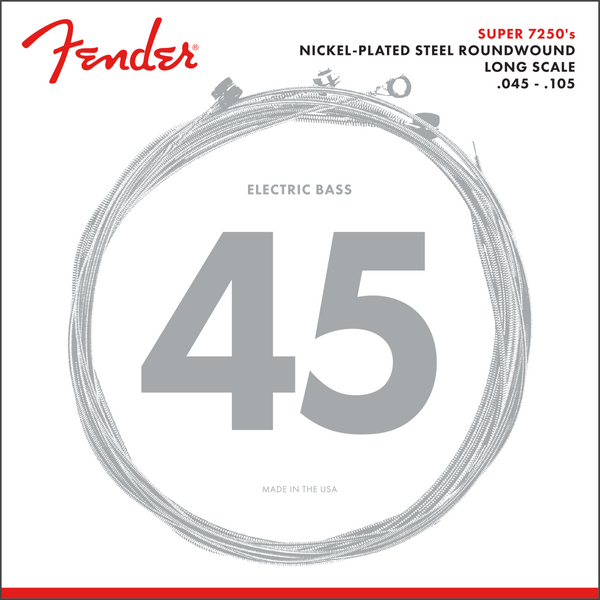 Fender 7250M NPS Roundwound Electric Bass Strings, Long-Scale MEDIUM 45-105