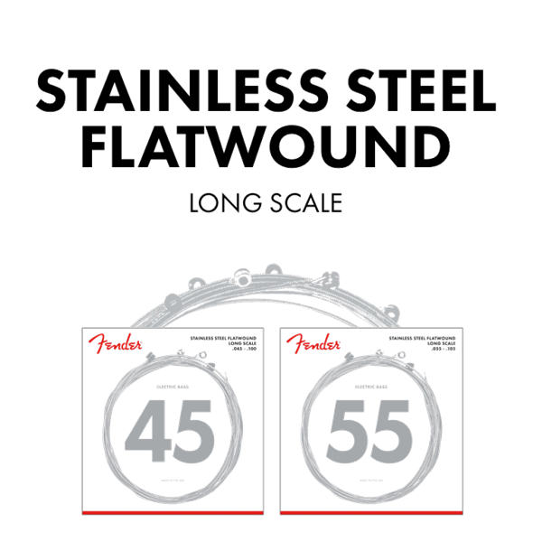 Fender 9050L Stainless Steel Flatwound Electric Bass Strings - LIGHT, 45-100