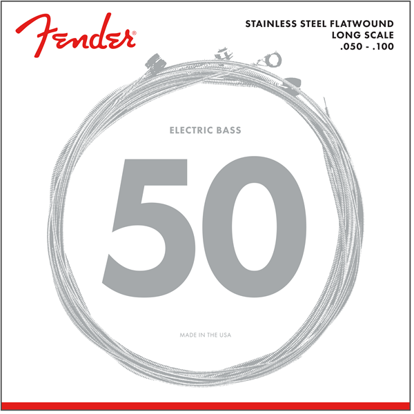 Fender 9050ML Stainless Flatwound Bass Strings, Long Scale MED LIGHT 50-100