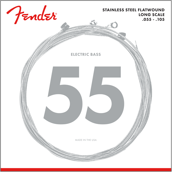 Fender 9050M Stainless Flatwound Electric Bass Strings, Long Scale MEDIUM 55-105