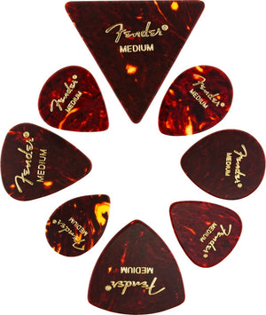 Fender Guitar Picks ALL SHAPES SAMPLE Tortoise Shell Mix Medley MEDIUM (8 PICKS)