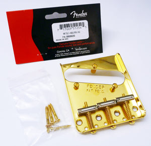 Genuine Fender Telecaster Tele American Vintage GOLD Bridge Plate w/ 3-Saddle