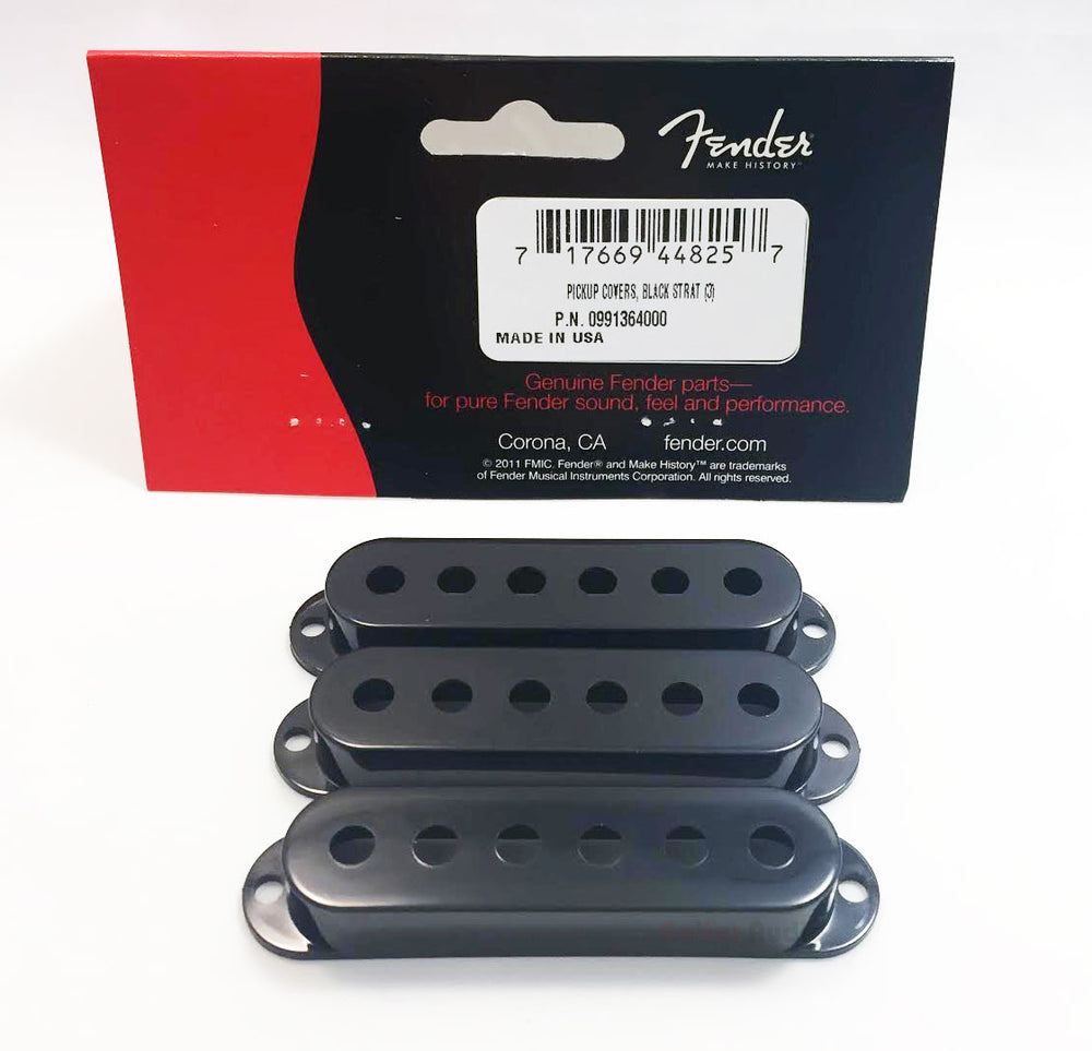 Genuine Fender BLACK Strat/Stratocaster Pickup Covers - Set of 3