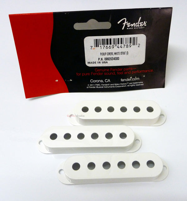 Genuine Fender WHITE Strat/Stratocaster Pickup Covers - Set of 3