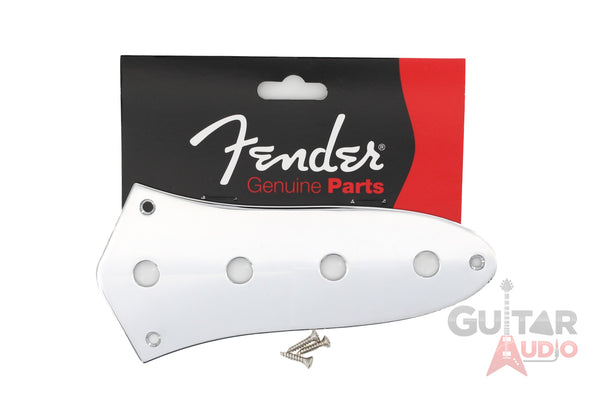 Genuine Fender Chrome 4-Hole Jazz/J-Bass Control Plate Cover w/ Mounting Screws