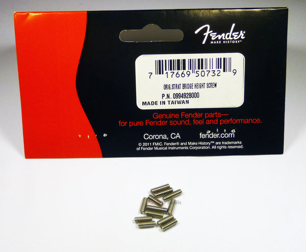 Genuine Fender Original Stratocaster Bridge Height Adjustment Screws - Set of 12