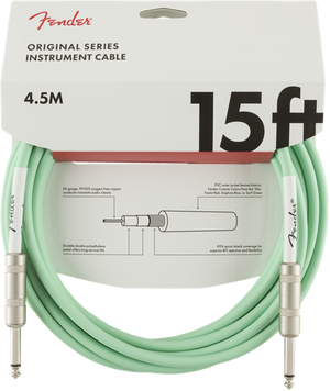 Genuine Fender Original Series Instrument/Guitar Cable, SURF GREEN, 15' ft