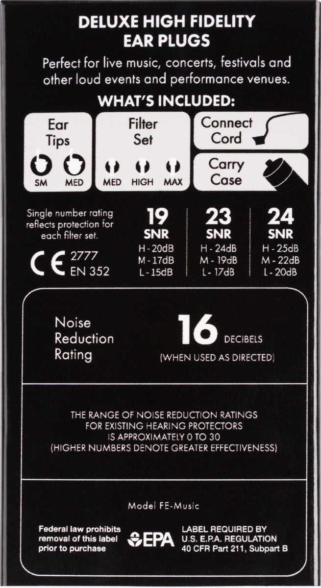 Fender DELUXE Hi-Fi Ear Plugs Set with Keychain Case