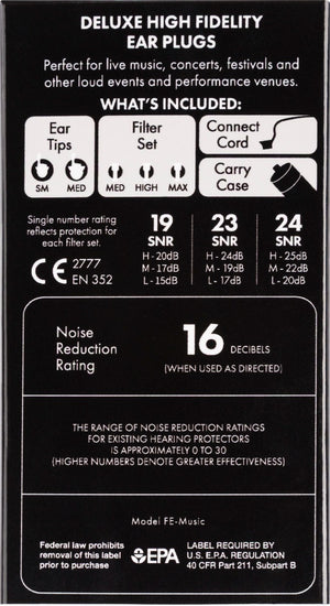 Fender DELUXE Hi-Fi Ear Plugs Set with Keychain Case